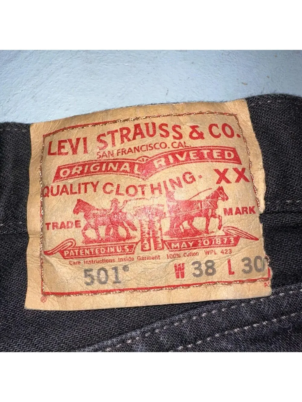 Levis 501 Vintage Y2K Mexico XX Straight Leg Jeans Black Dark Wash 38x30
